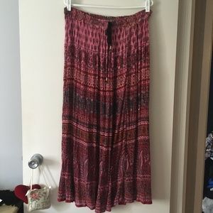 Vintage 70s Indian Crinkle Broom Maxi Skirt One Size